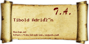 Tibold Adrián névjegykártya
