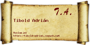 Tibold Adrián névjegykártya